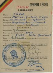 Lidkaart Geheim Leger Maurice Erbo