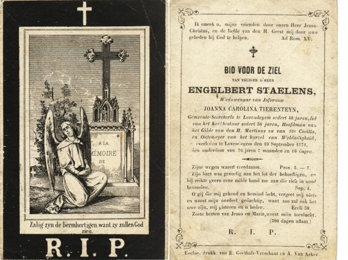 Bidprentje Engelbert Staelens