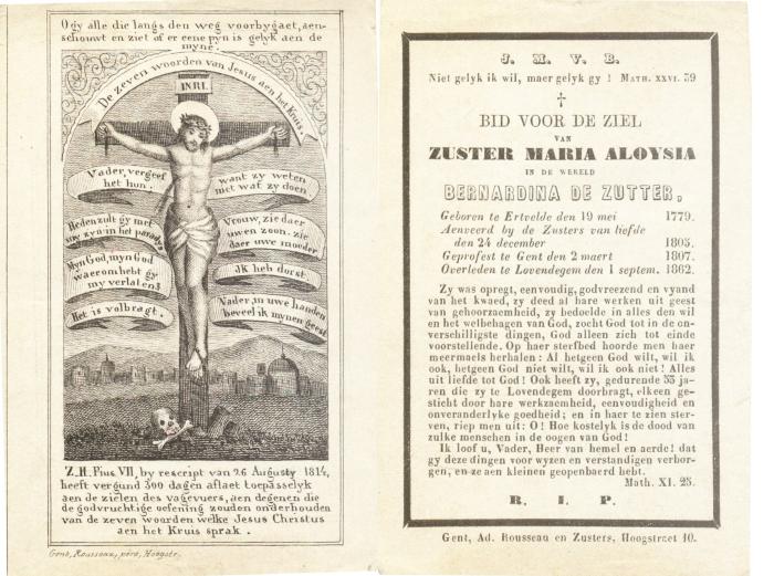 Bidprentje Zuster Maria Aloysia
