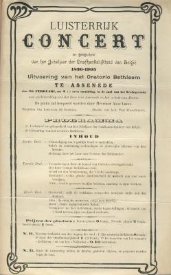 Affiche voor een feestelijk concert in Assenede, 1905