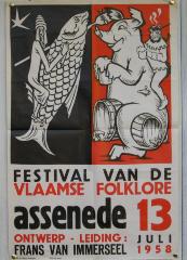 Affiche voor het Festival van de Vlaamse Folklore in Assenede, 1958