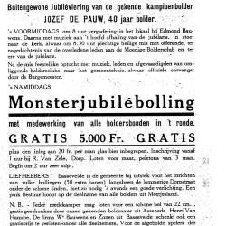 Jubileumbolling "De Pauw Jozef", 1950, Bassevelde