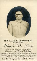 Bidprentje van Martha De Sutter, 1944