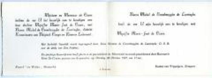 Huwelijksaankondiging Michel de Crombrugghe de Looringhe