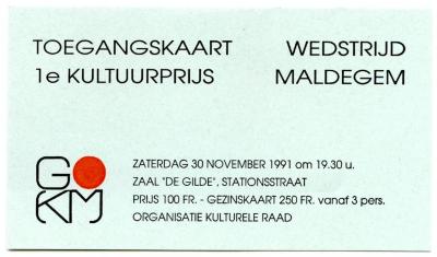 Documenten Eerste Cultuurprijs Maldegem, 1991
