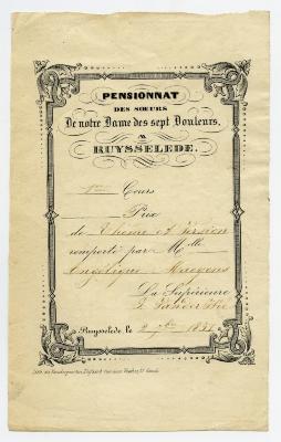 Erekaart Angelique Maeyens, Ruiselede, 1851