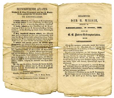 Aflaten Paters Redemptoristen, Knesselare, 1866