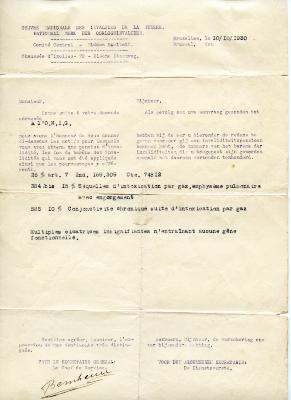Brief ivm invaliditeit soldaat Camille van Hecke, 1930