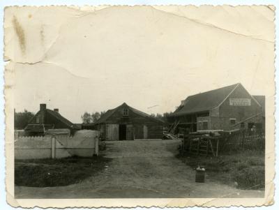 Eerste gebouwen zagerij De Spiegelaere, Knesselare, voor 1950