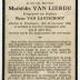 Bidprentje Mathildis Van Lierde, Ursel, 1914