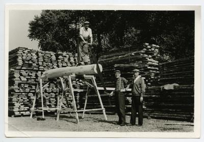 Ambachtelijk hout zagen, Knesselare, 1960-1970