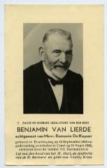 Bidprentje Benjamin Van Lierde, Ursel, 1945