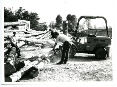 Zagen in zagerij De Spiegelaere, Knesselare, ca. 1970 