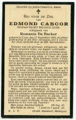Bidprentje Edmond Caboor, Kleit, 1918