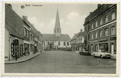 Postkaart dorpsplaats, Ursel, ca. 1960