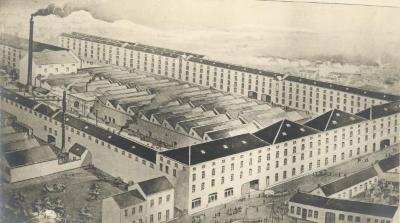 Pentekening van de haarsnijderijfabriek Enke in Eeklo, ca. 1900