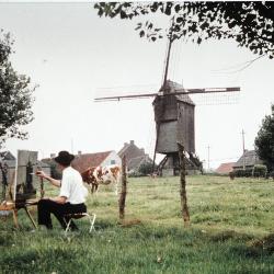 Omer Buyse schildert een molen