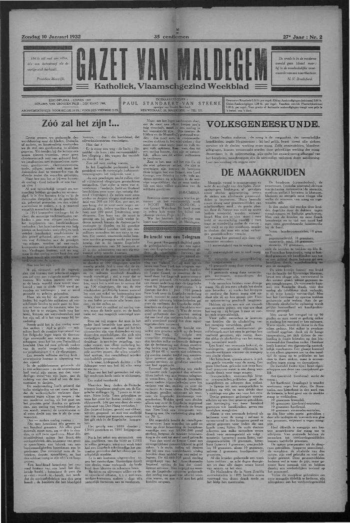 Gazet van Maldegem, 1932-01-10