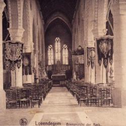 Zicht op het interieur van de voorlopige kerk (I), Rieme