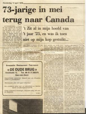 Ghislain Van Damme naar Canada