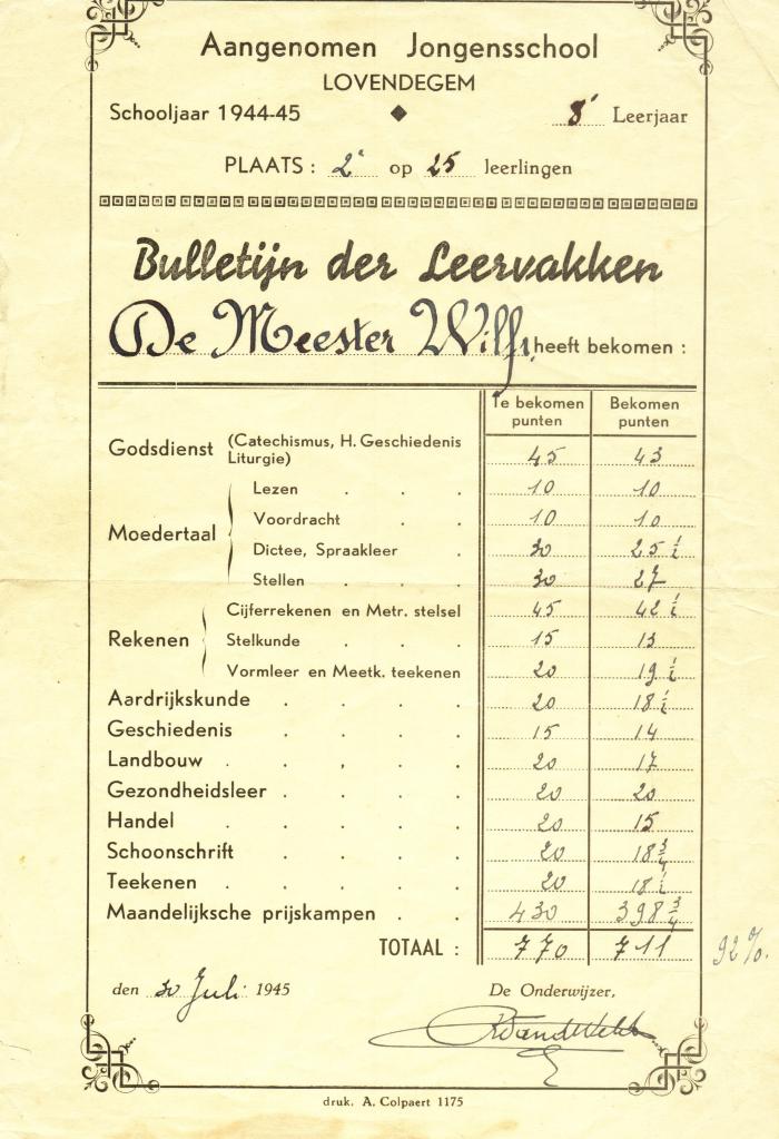 Puntenboekje Wilfried De Meester