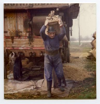 Opvangen van graan uit de dorsmachine (2), Rieme