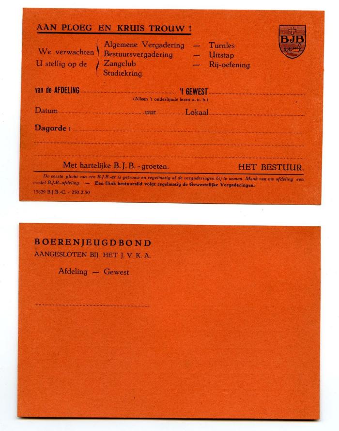 Aankondigingskaarten BJB