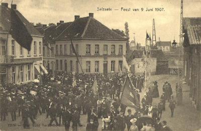 Postkaart Feest 9 juni 1907, Zelzate