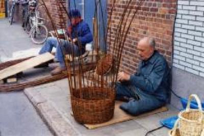 Mandenvlechter, Safarkesmarkt, Wachtebeke, ca. 1982