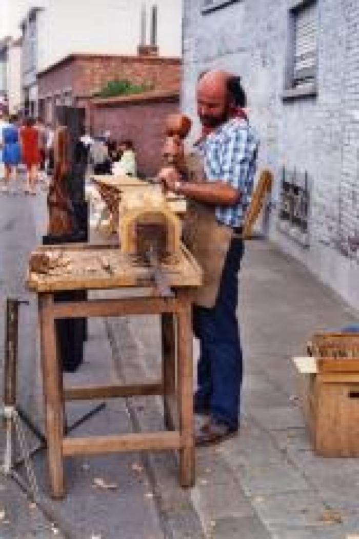 Houtbewerking, Safarkesmarkt, Wachtebeke, ca. 1982