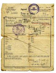 Verlofbrief, Watervliet, 1919