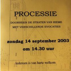 Programmaboekje processie Rieme, 2003