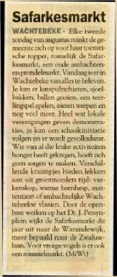 Krantenknipsel Safarkesmarkt, Wachtebeke, 2013