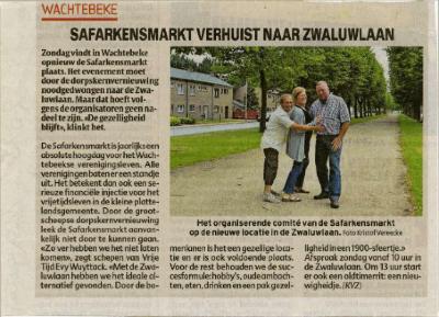 Krantenknipsel Safarkesmarkt, Wachtebeke, 2013