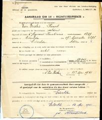 Aanvraag tot frontstreeprente, Ertvelde, 1941