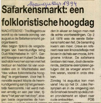 Krantenknipsel Safarkesmarkt, Wachtebeke, 1994