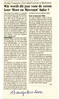 Krantenknipsel Safarkesmarkt, Wachtebeke, 2000