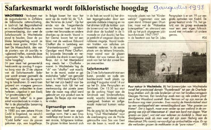 Krantenknipsel Safarkesmarkt, Wachtebeke, 1998