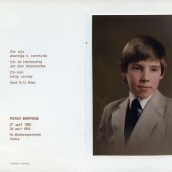Communiekaartje Peter Martens 1980, Rieme