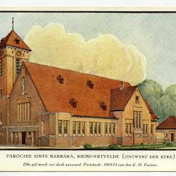 Ontwerp voor buitenzijde van de tweede parochiekerk van Rieme