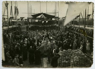 Feestelijke viering eerste steenlegging van de parochiekerk van Rieme, 1934