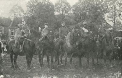Soldaten te paard, Kaprijke, 1914-1918