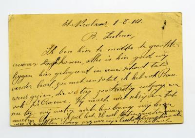 Postkaart Kamiel De Smet (Sint-Niklaas), Sleidinge, 1914