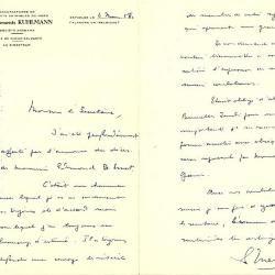 Brief aan secretaris, Kuhlmann, Rieme - Zelzate, 1958
