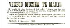 Muziekverbod, Eeklo, 1915