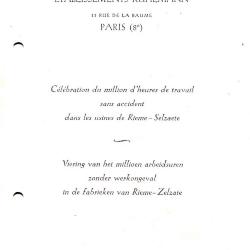 Viering miljoen arbeidsuren zonder werkongeval, Kuhlmann, 1956