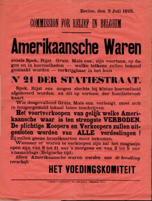 Amerikaanse Waren in Eeklo, 1915