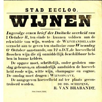 Verordening Wijnen, Eeklo, 1915