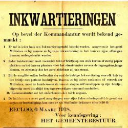 Inkwartieringen, Eeklo, 1918