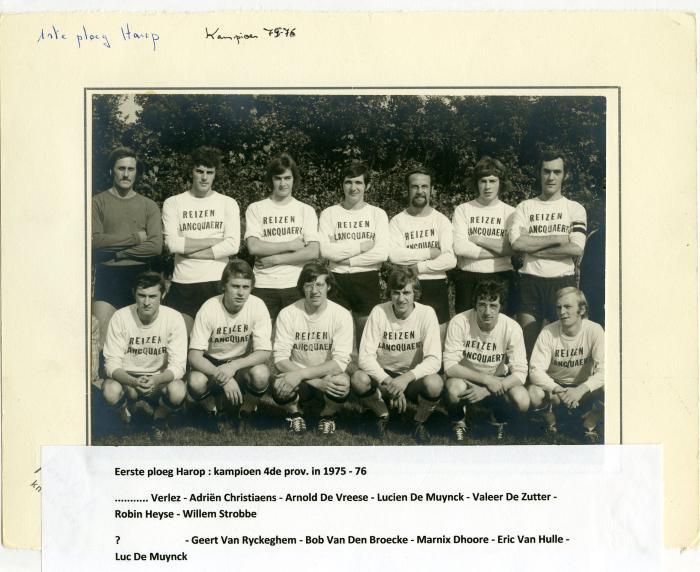 Eerste ploeg van Harop kampioen, 1975 - 76 